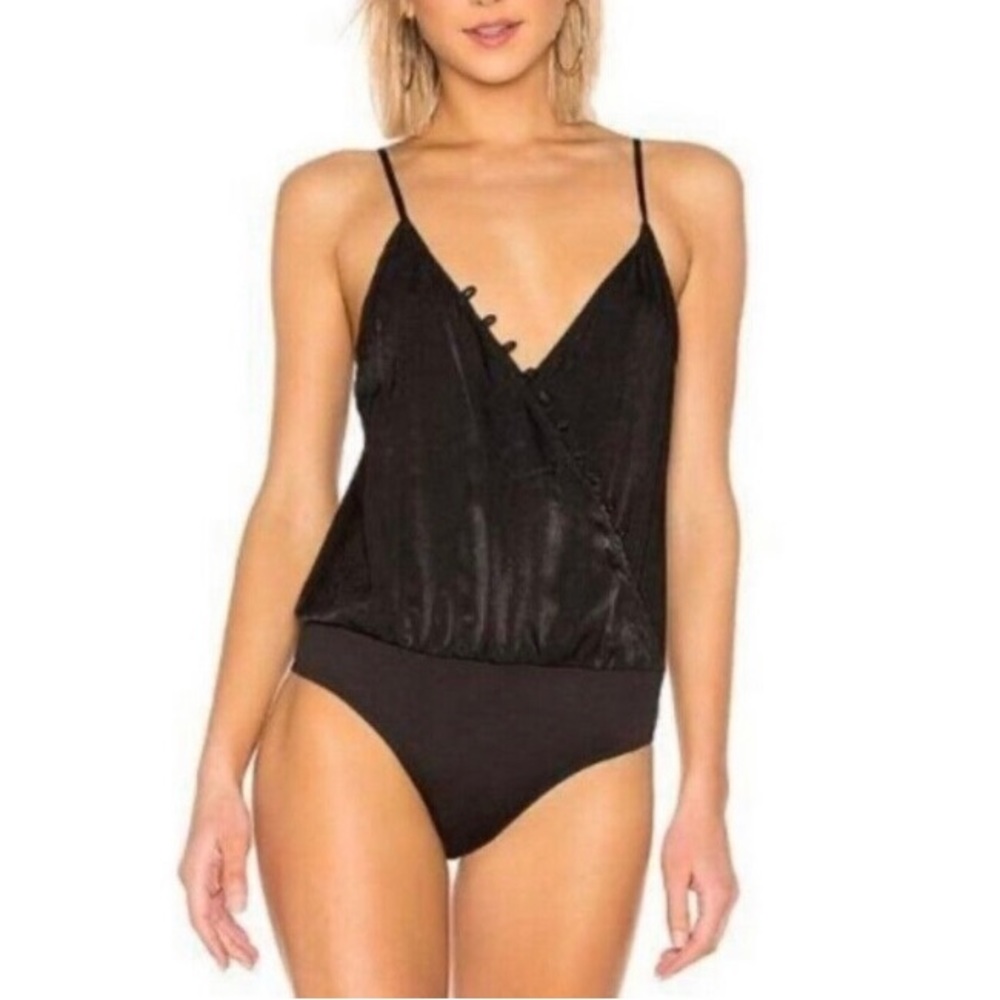 L' Academie Black Milkyway Bodysuit sz Small NEW w/tags